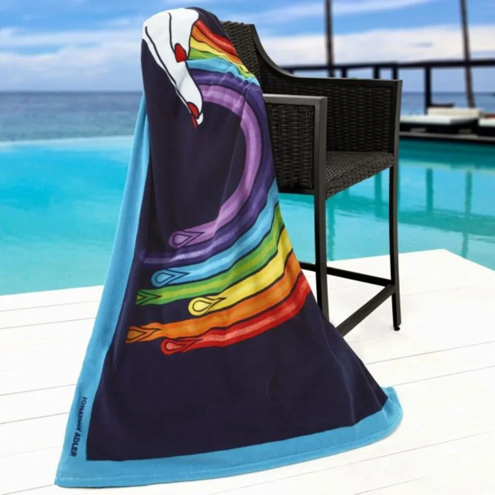 Jonathan Adler Drip Rainbow Pride Cotton Beach Towel NWT